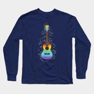 Colorful Ukulele Flowering Vines Long Sleeve T-Shirt